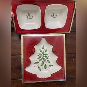 Lenox Christmas Tree dish and snack bowls